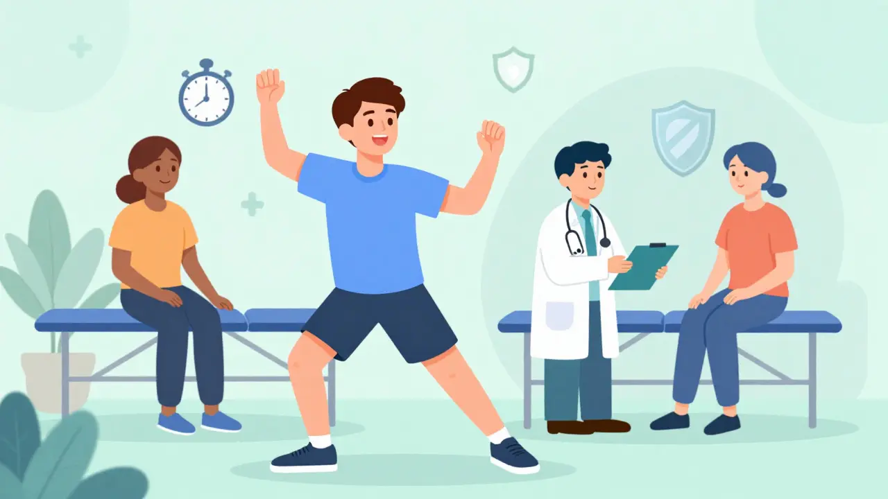 People undergoing physical therapy and consulting doctors for recovery