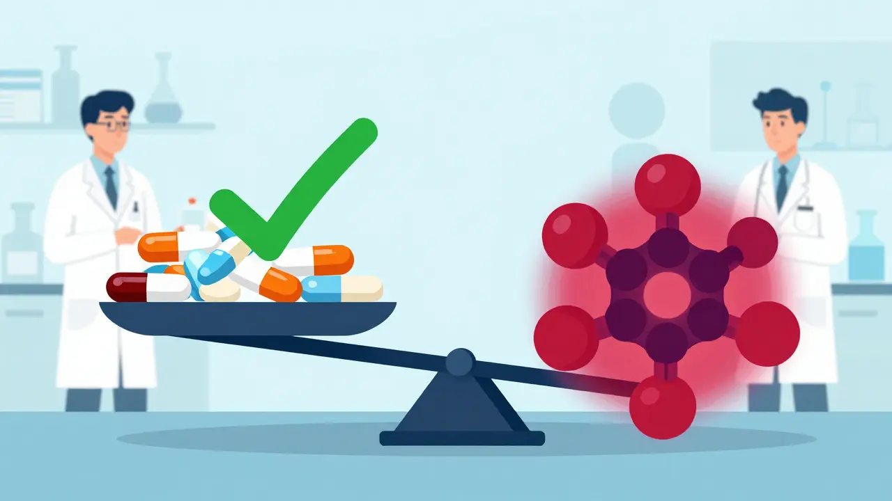Scale balancing cheap generics against expensive brand-name drugs