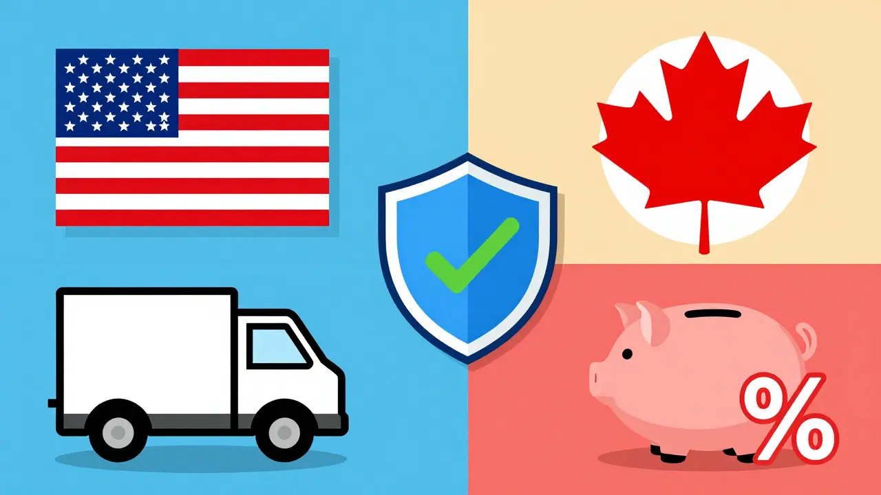 Comparison graphic of US and Canadian pharmacy options